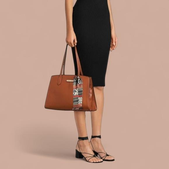 NEW!! London Fog Elisa Satchel Bag with Scarf Accent - Picture 2 of 8